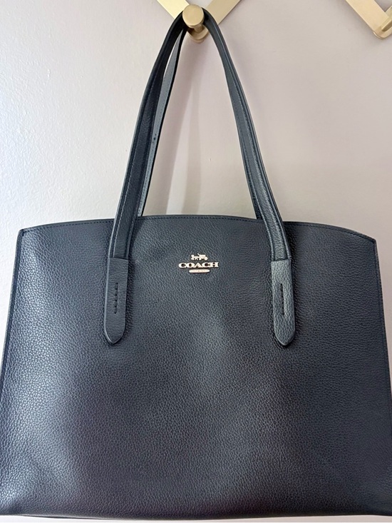 Coach Handbags - Coach Black Polished Pebble Leather Charlie Carryall Tote 25137